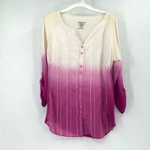 Exofficio Cream and pink tab Sleeve Blouse